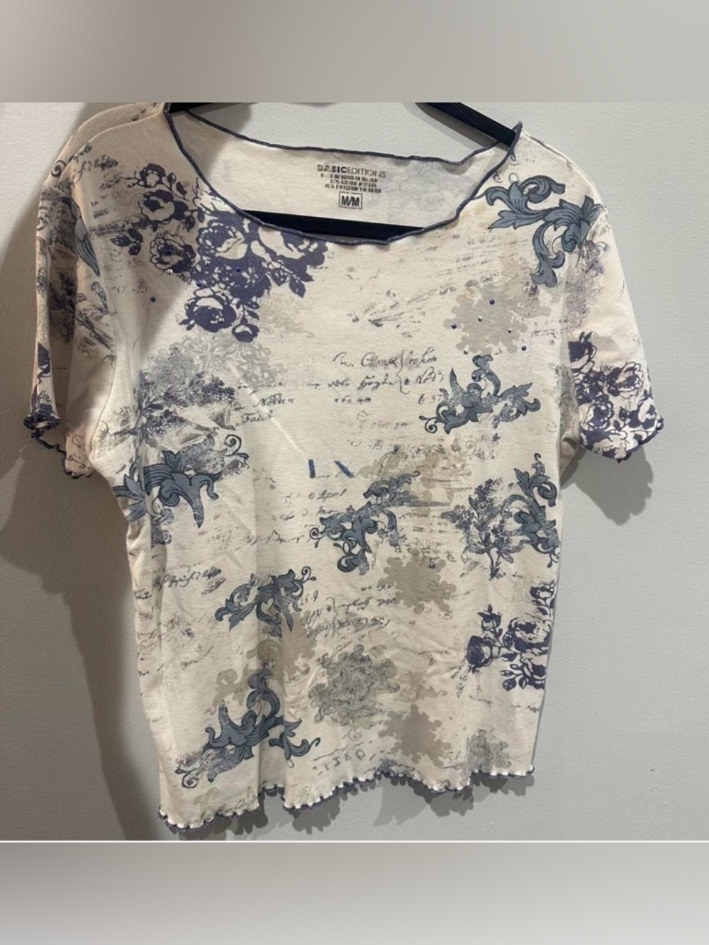 American Vintage Y2K Top, Blue and White